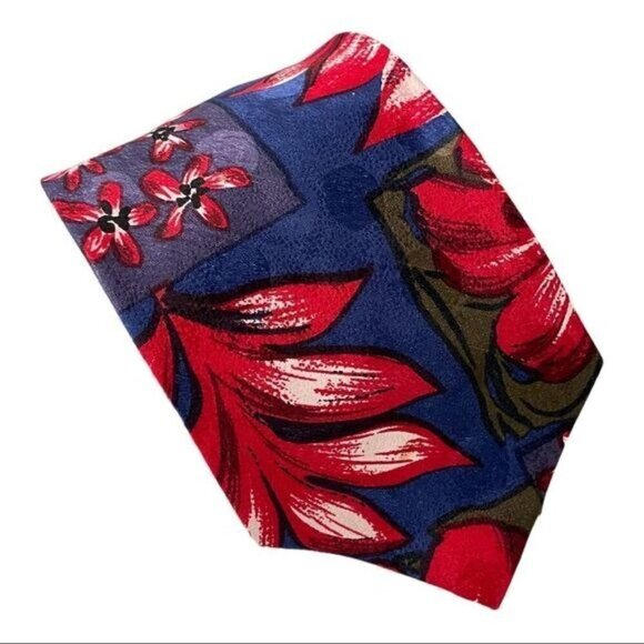 Vintage Ted Lapidus Hawaiian print silk Neck Tie - Picture 1 of 4